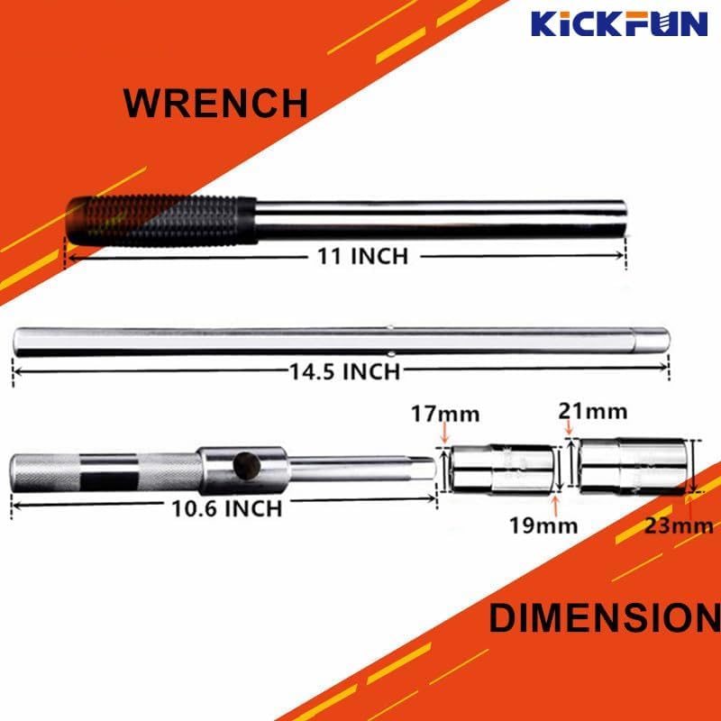 KickFun مفتاح لوج ممتد 25 بوصة مع علبة تخزين، مفتاح صمولة عجلة 4 طرق مع مقابس قياسية (17 مم، 19 مم، 21 مم و 23 مم) - Image 4